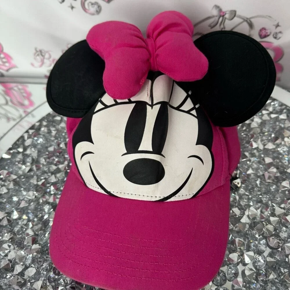 Hat Minnie Mouse 100 pink black white with ears mouse 3D girls kids hat ball cap